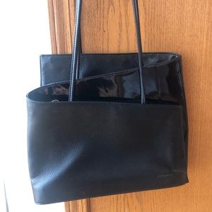 Black Leather and Patent Leather Bag